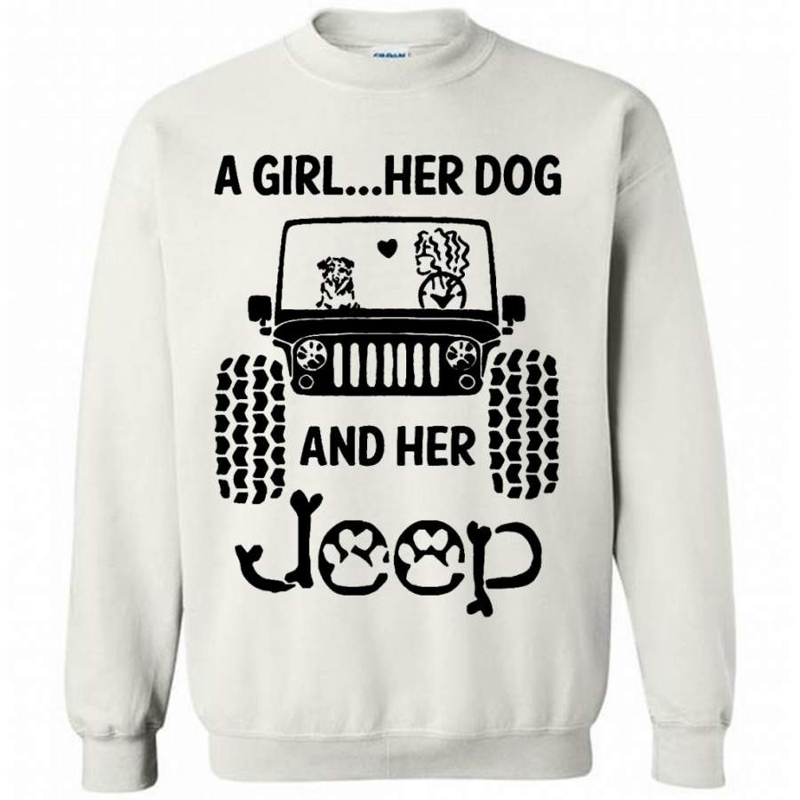 A Girl Her Dog And Her Jeep W – Gildan Crewneck Sweatshirt Lt11