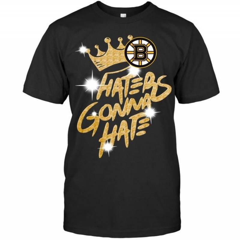 Boston Bruins Crown Haters Gonna Hate Glitter Pattern T Shirt – Gearpenguin.com