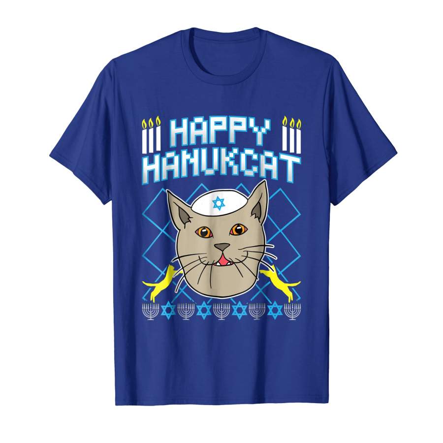 Beautiful Happy Hanukcat Jewish Cat Ugly Christmas Sweater Tee For Men and Women T-Shirt, Quotes T Shirt, Funny t shirt