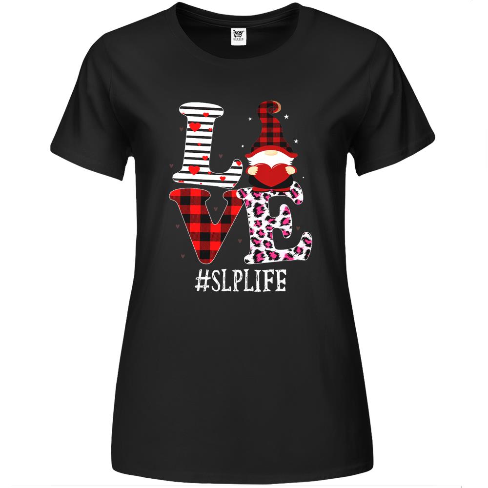 Slp Love Women Leopard Red Plaid Appreciation Valentine Premium Womens T Shirts