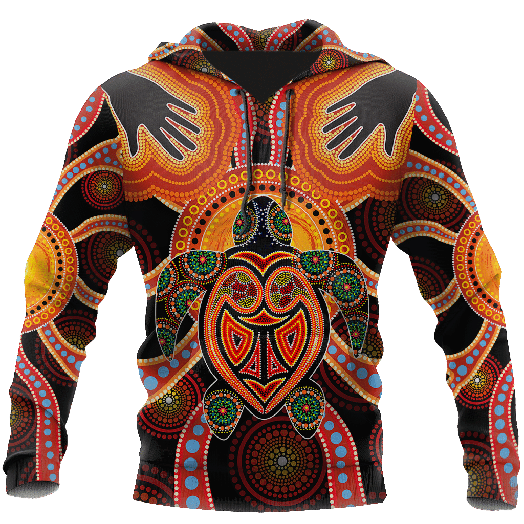 Aboriginal Turtle Touch The Sun Australia Indigenous Painting Art Hoodie For Men And Women