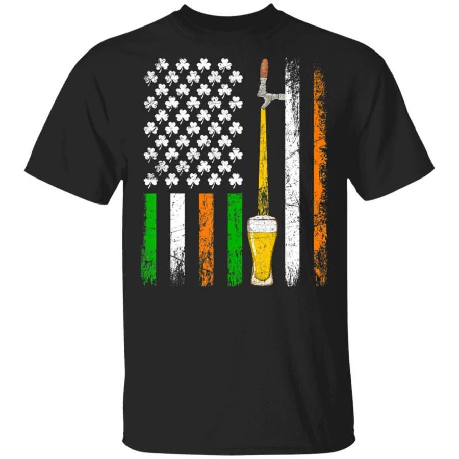 Vintage Irish American Flag Beer Drinking St Patrick’s Day T Shirt Saint Paddys Patricks Tshirt Lucky Shirts Drink Green Beer Irish Gifts Funny Tee