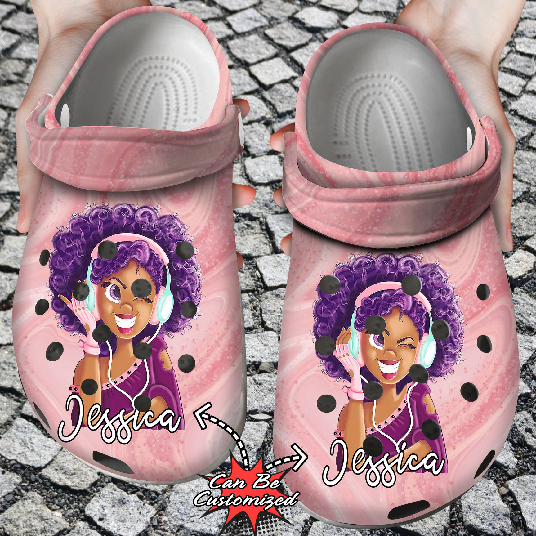 Personalized Cute Little Princess Black Girl African American clogs Clog Shoes Custom clogs