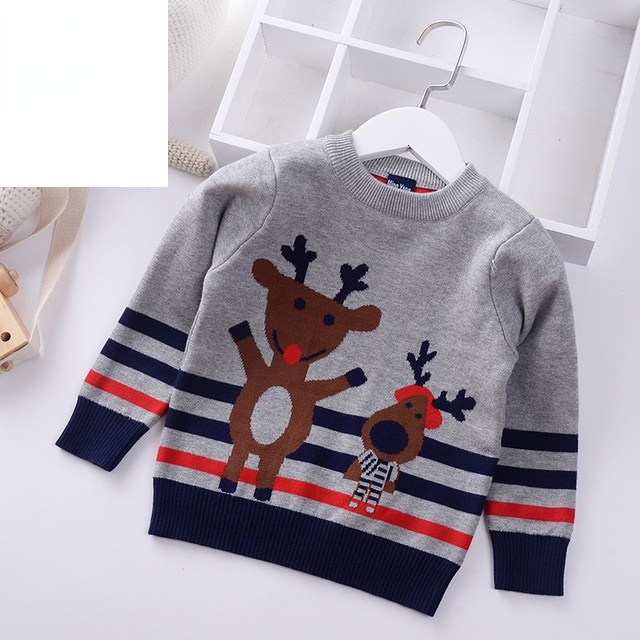 9 2022 Autumn Winter Kids Cartoon Christmas Sweater European American Style Children Baby Thick Snowflake Dinosaur Boys Pullover alx