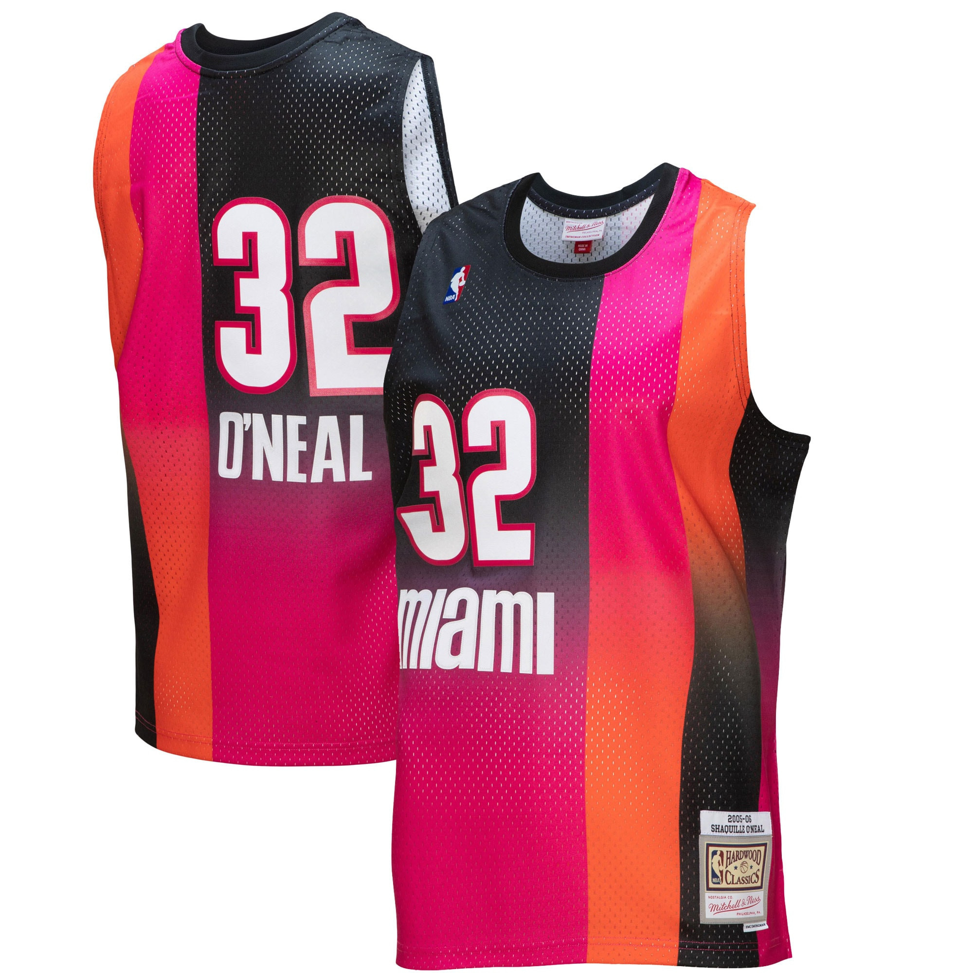 Shaquille Oneal Miami Heat Mitchell & Ness 2005/06 Hardwood Classics Fadeaway Swingman Player Jersey – Pink/black NBA