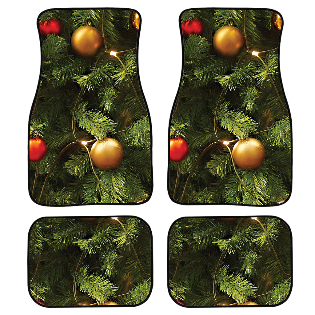 Decorated Christmas Tree Print Front And Back Car Floor Mats, Front Car Mat