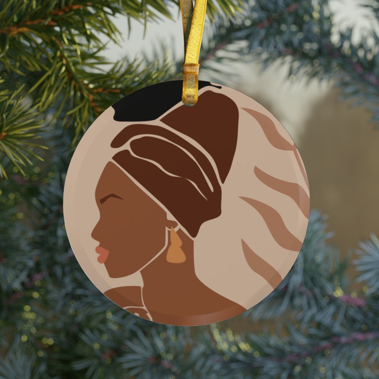 Abstract Black Woman Black Girl Christmasblack Girl Holidayblack Art Abstractmelanin Black Pride Women Africa Christmas Ornament