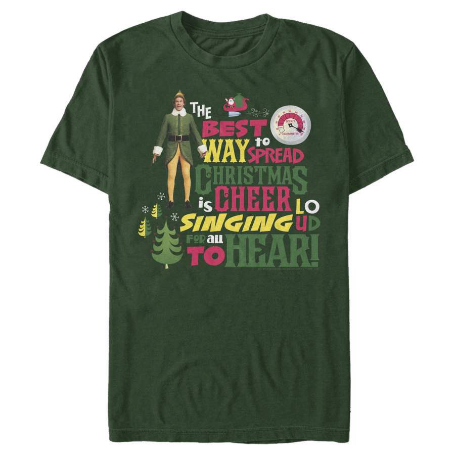 Elf Men’s Christmas Cheer Loud Singing  T Shirt