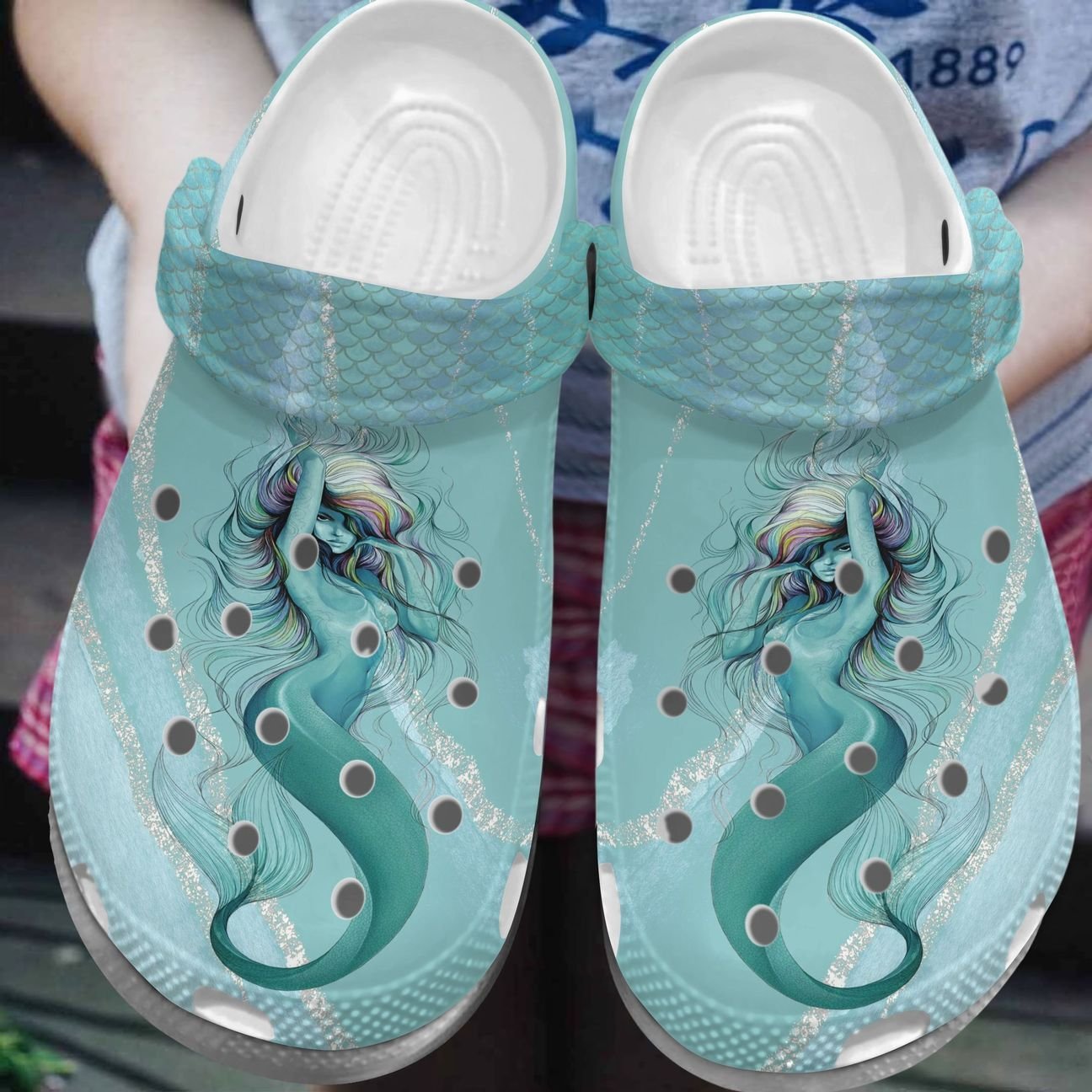 Mermaid Personalized Clog, Custom Name, Text, Color, Number Fashion Style For Women, Men, Kid, Print 3D