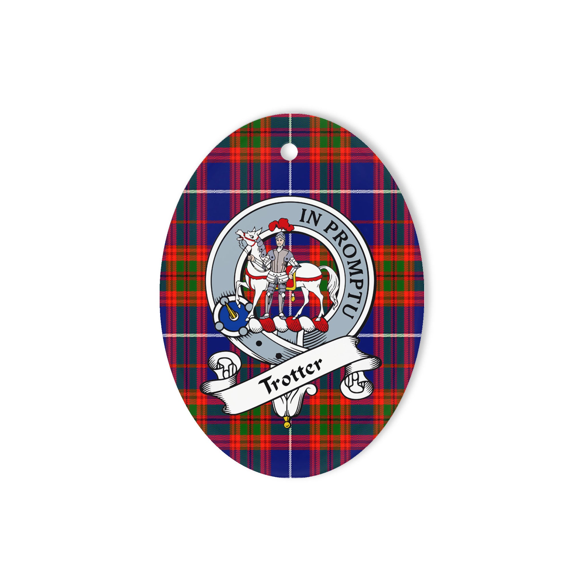 Trotter Scottish Clan Badge Plaid Ornament Gift. Christmas Tree Ornament Trotter Clan Tartan Ornament Great Christmas Ornaments Gift Oval Ornament