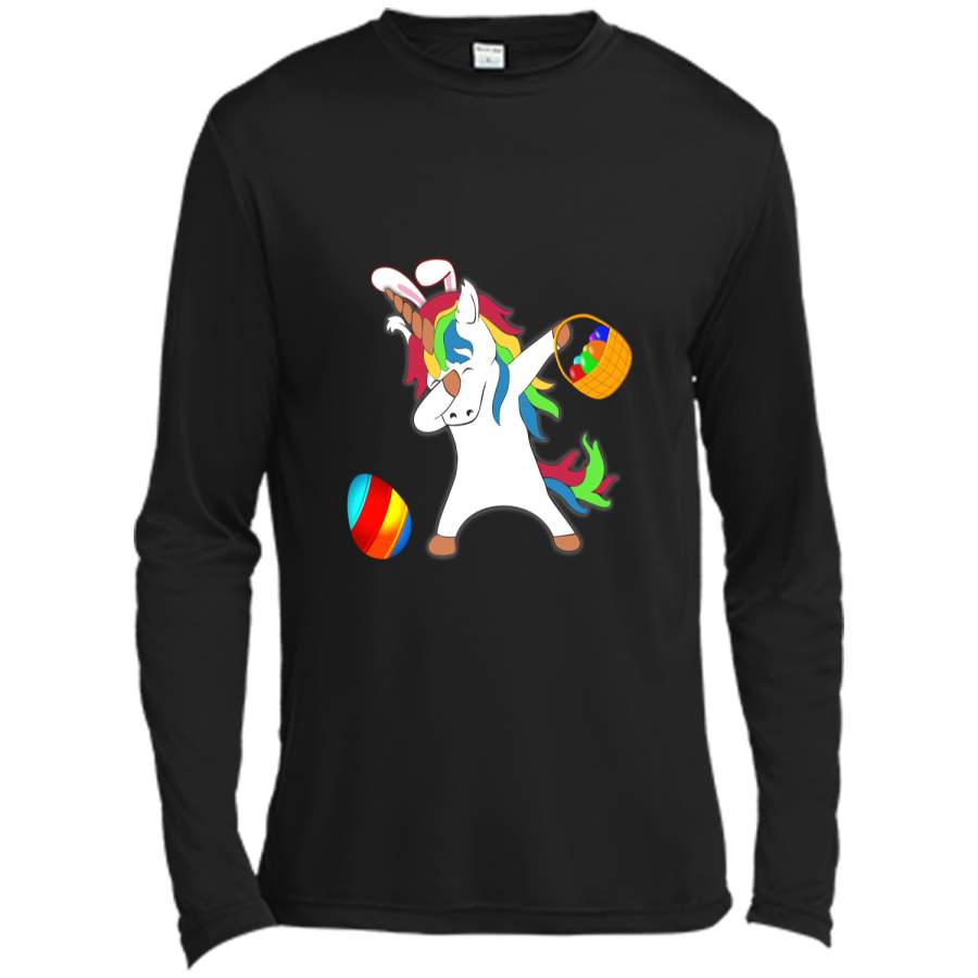 Easter Bunny Dabbing Unicorn Tshirt Easter Egg Basket Tee Long Sleeve Moisture Absorbing Shirt