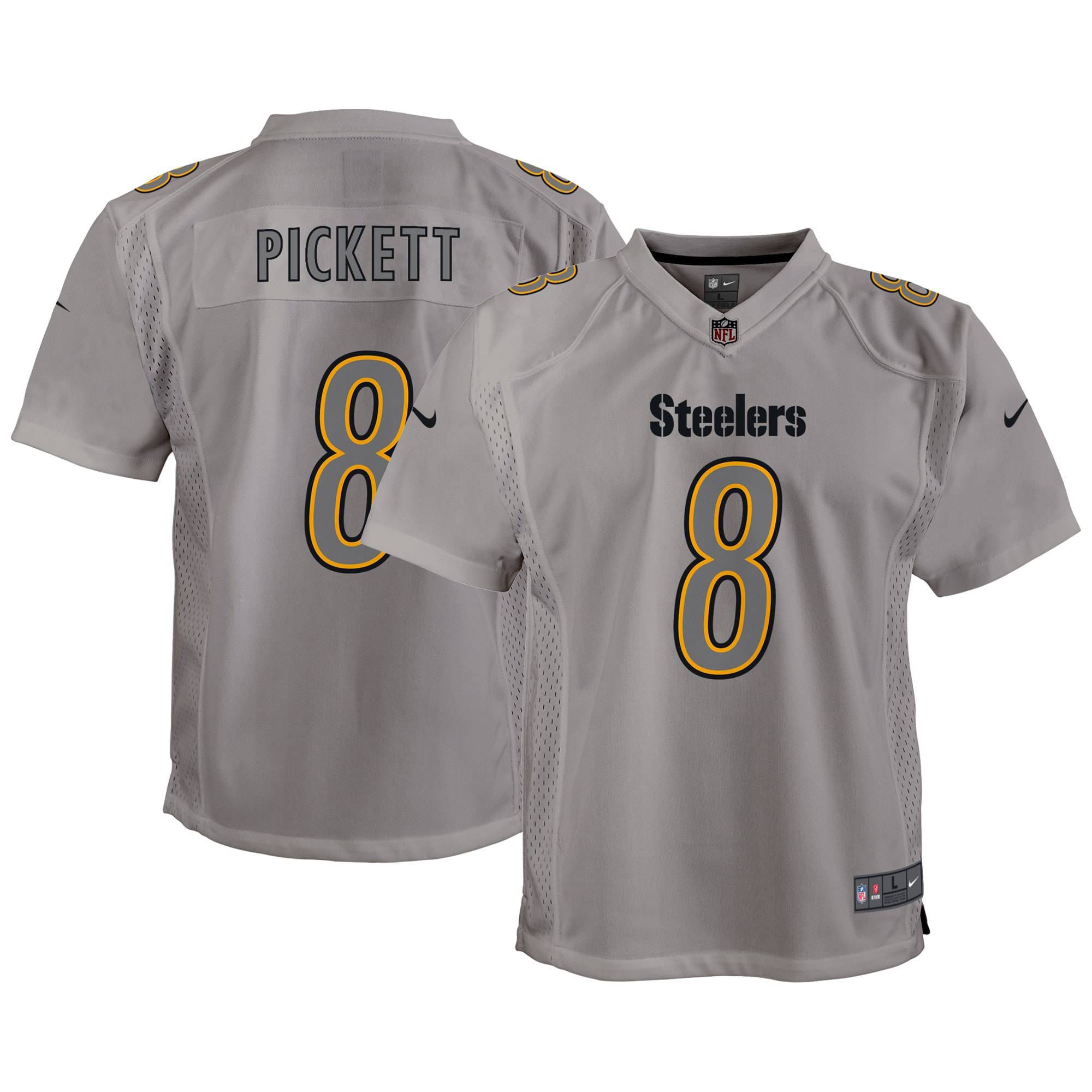 Kenny Pickett Pittsburgh Steelers Youth Atmosphere Game Jersey – Gray