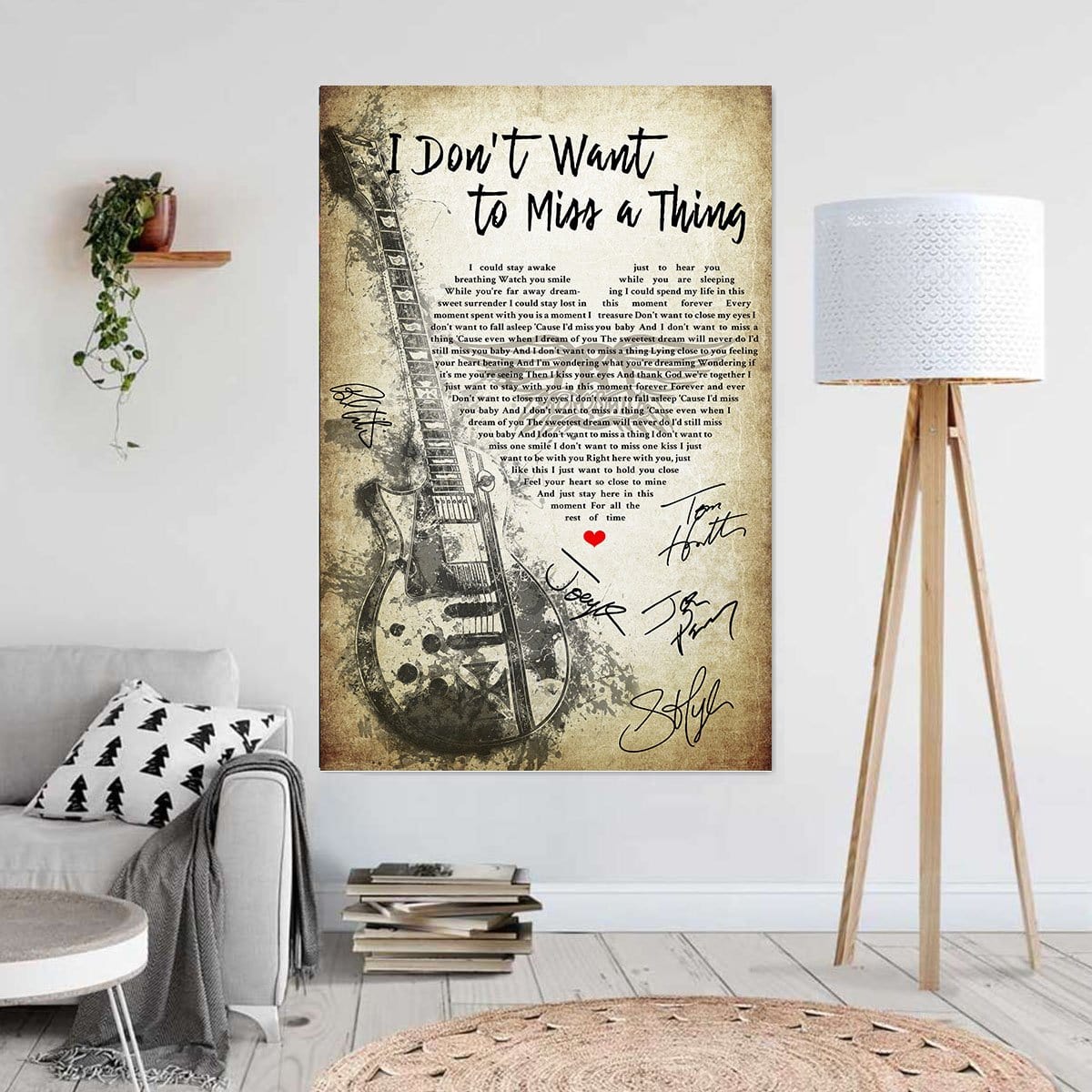 Canvas Prints Guitar I Don’T Want To Miss A Thing Vintage Wall Art Wall Art Home Decoration