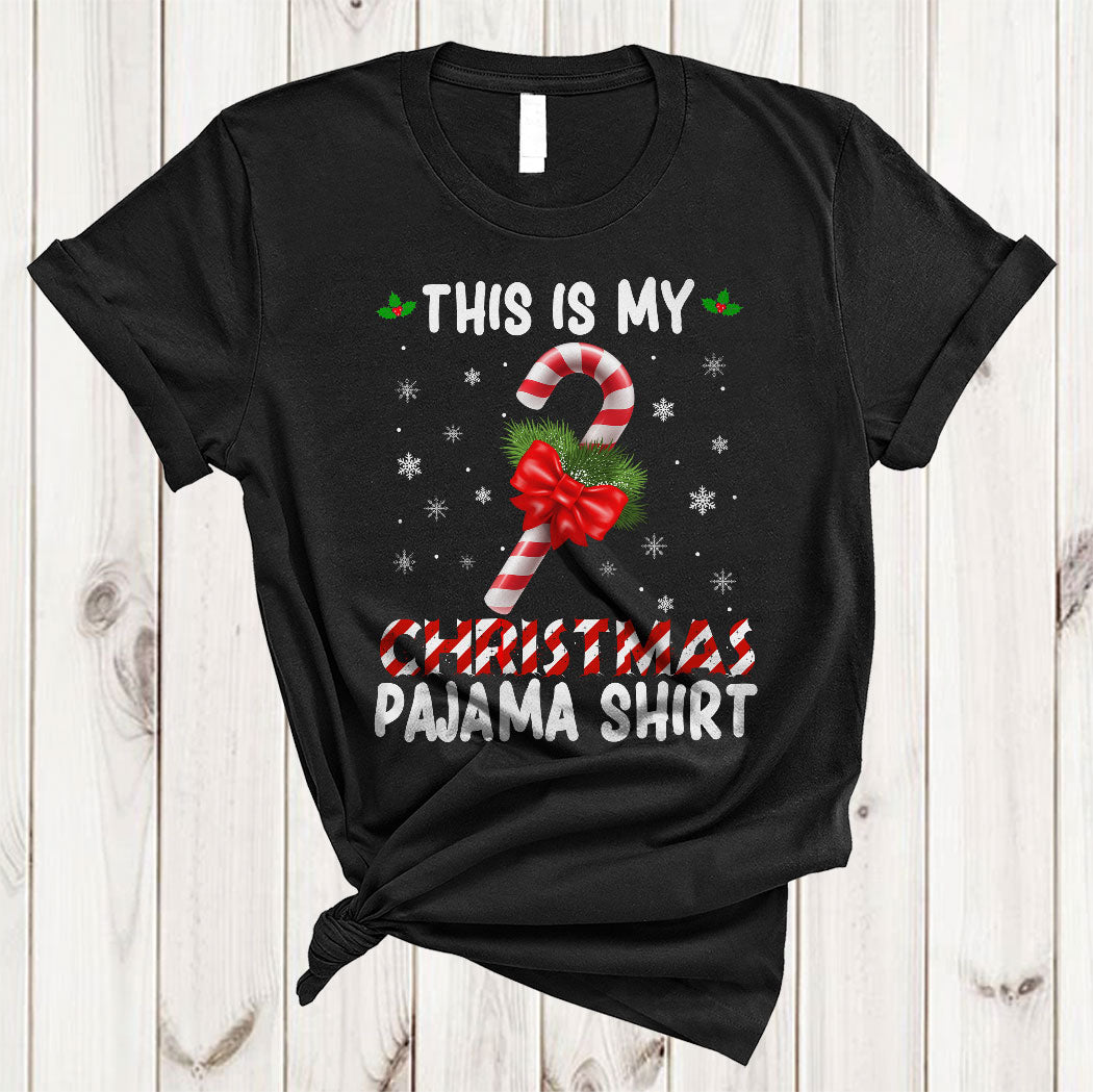 This Is My Christmas Pajama Shirt Funny Xmas Candy Cane Lover Family Group Gifts T-Shirt