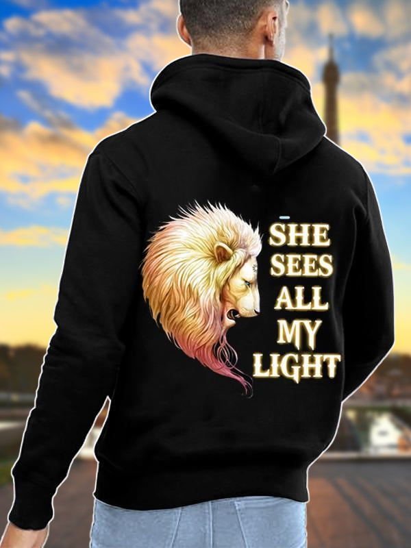 She Sees All My Light He Loves All My Dark Hoodie, Lion Couple Hoodie, Couple Hoodie, Husband Wife Hoodie, Unisex Sweater, Sweatshirt