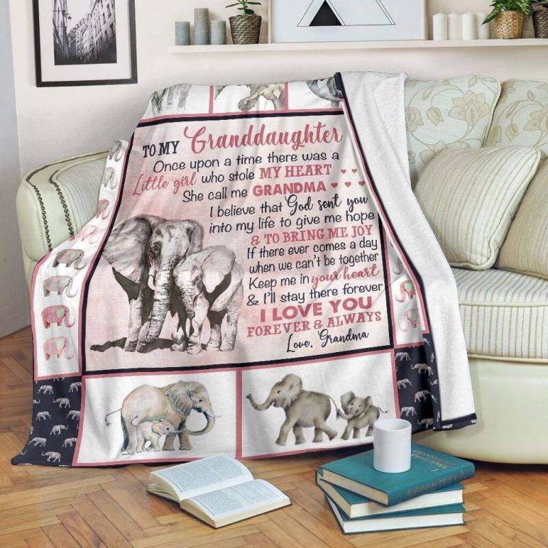 Elephants To My Granddaughter JQQ1213 Fleece Blanket