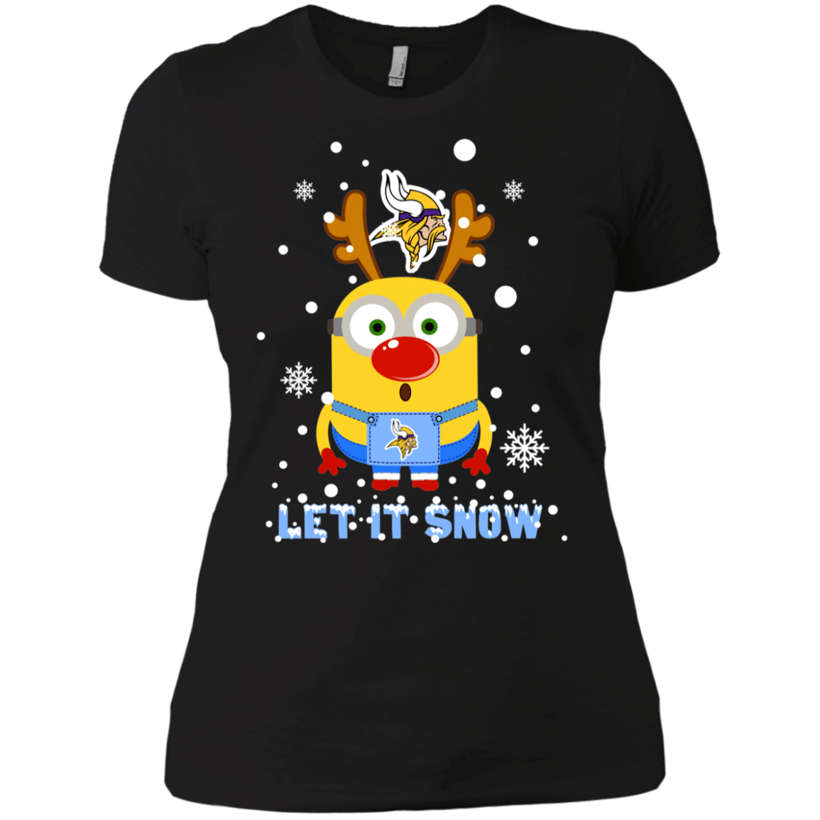 Check out this awesome Minion Minnesota Vikings Ugly Christmas Sweaters Let It Snow Women’s T-Shirt