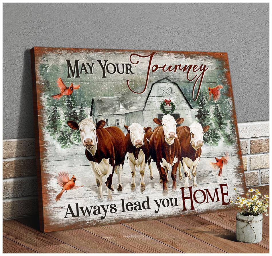 May Your Journey Cow Wall Matte Canvas – Christmas Wall Matte Canvas