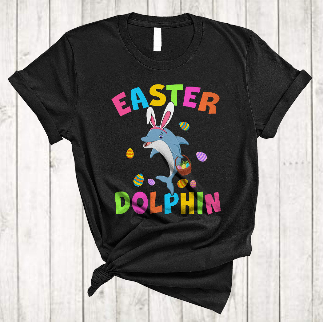 Easter Dolphin Cute Funny Easter Day Bunny Dolphin Hunting Eggs Matching Family Group T-Shirt