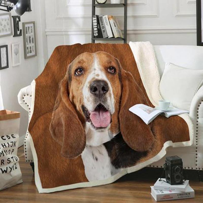 Basset Hound Dog Portrait Fur  Printed Blanket