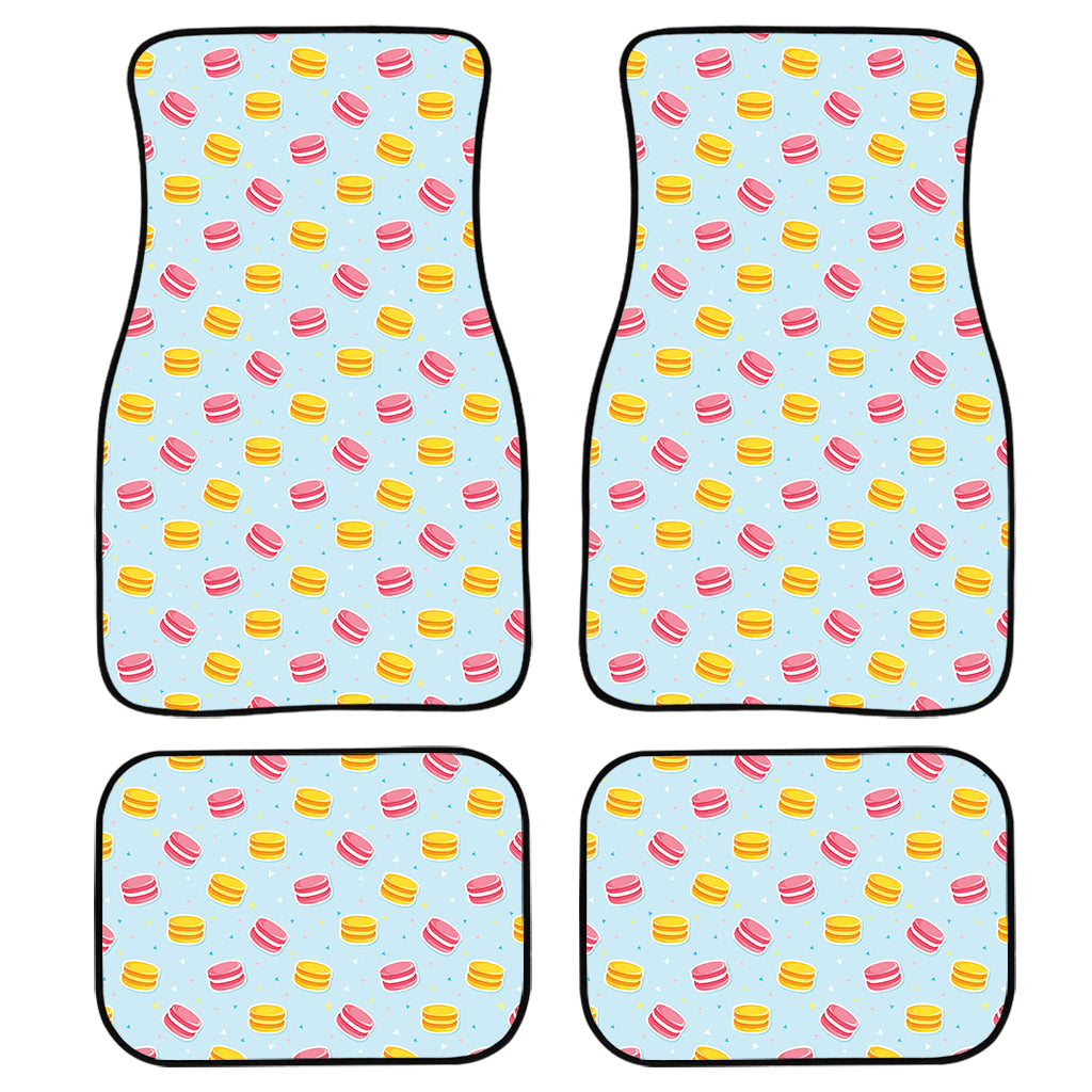 Pink And Yellow Macaron Pattern Print Front And Back Car Floor Mats, Front Car Mat