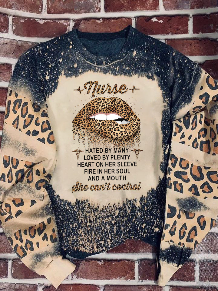 Tmarc Tee Nurse Hated By Many Loved By Plenty Leopard Bleached Sweater