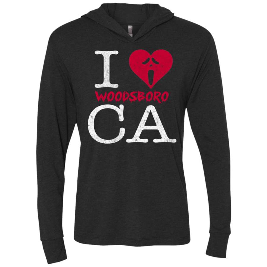 Woodsboro Love Triblend Long Sleeve Hoodie Tee