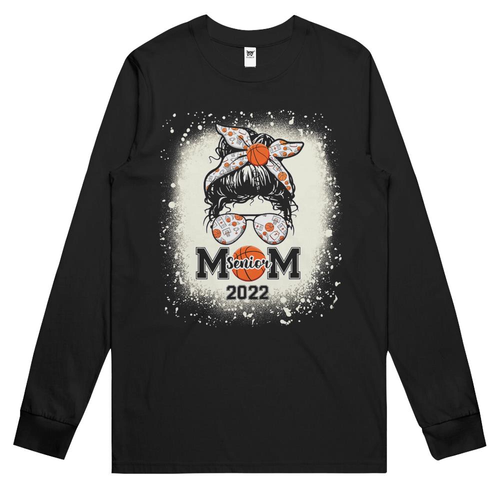 Basketball Senior Mom 2022 – Messy Bun Long Sleeve T Shirts