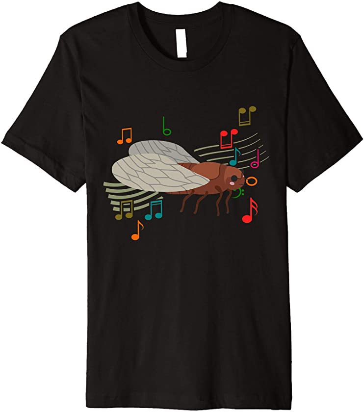 Cicadas Music Notes Funny Cicada Meme Aesthetic Insect Theme Premium T-Shirt