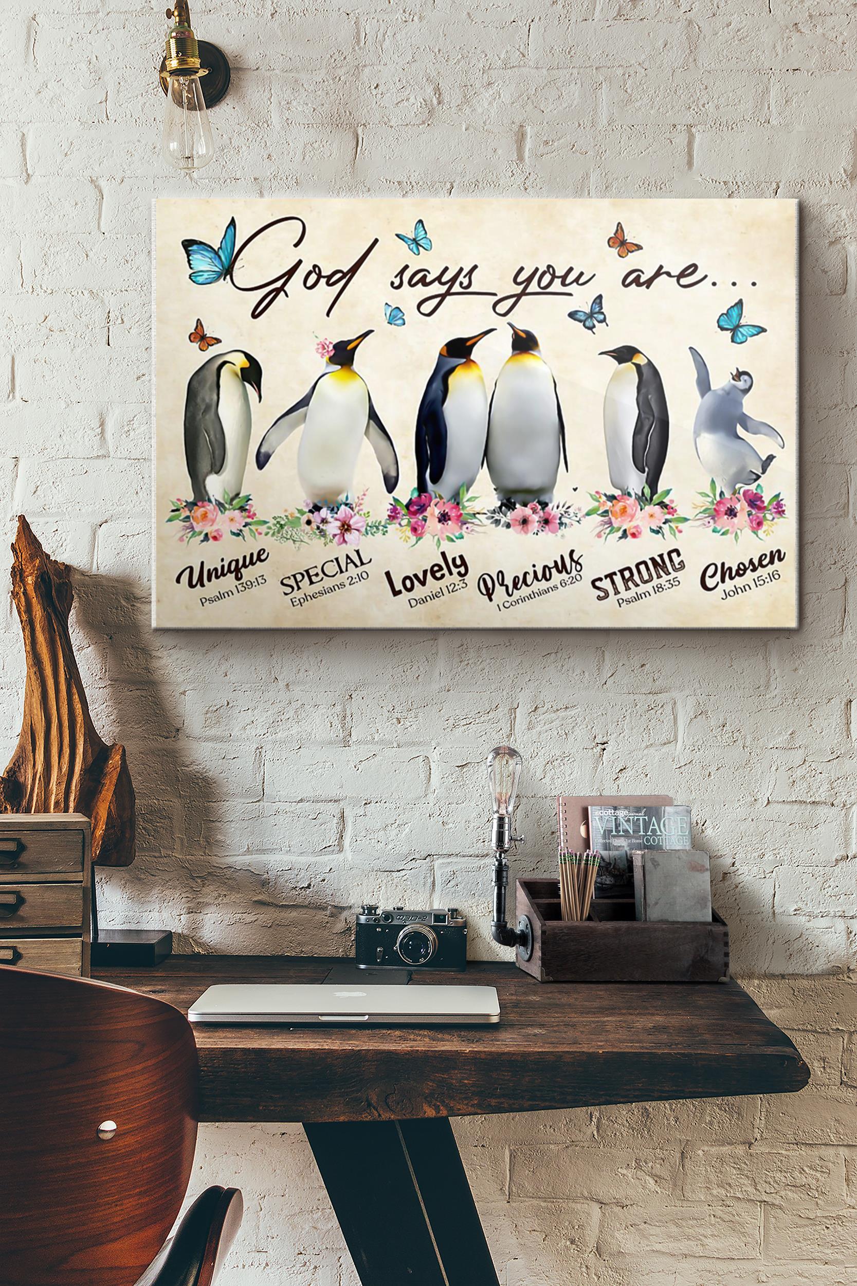 Penguin God Says You Are Poster Wrapped Canvas