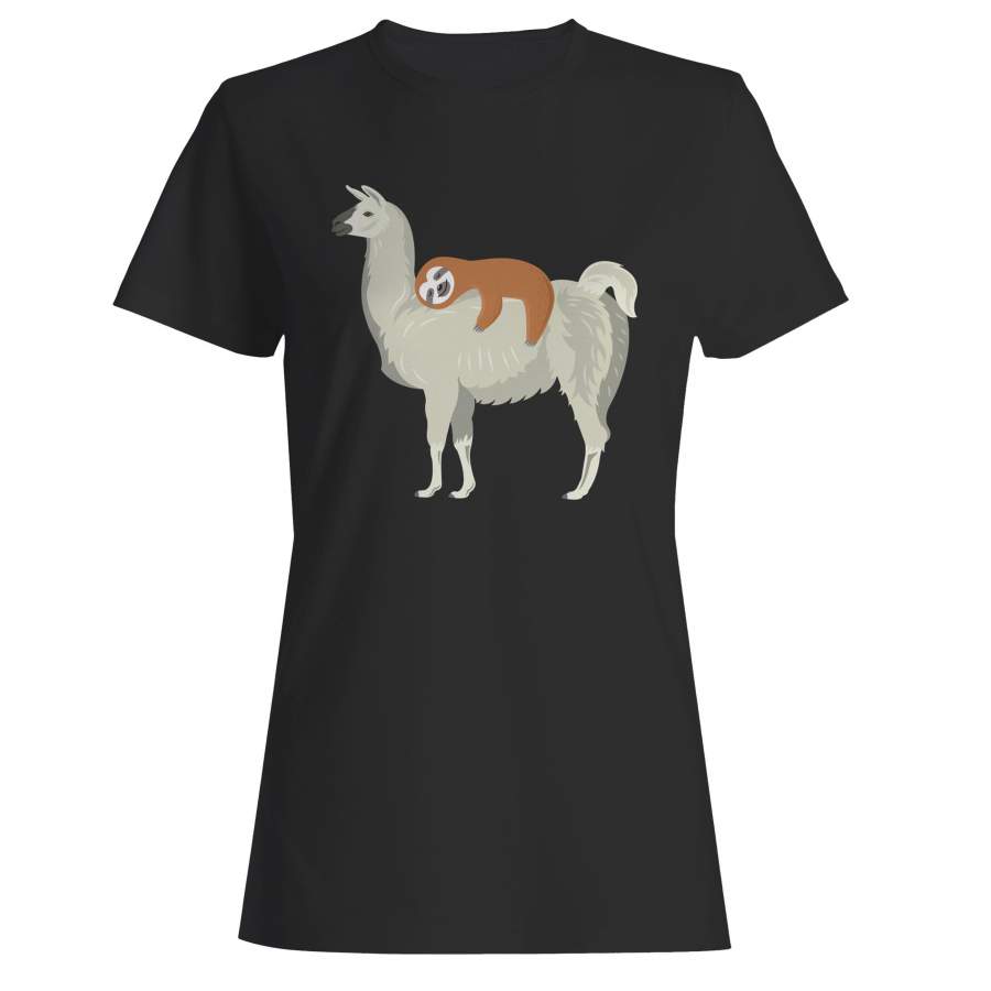 Funny Sloth Sleeping On Llama Woman’s T-Shirt