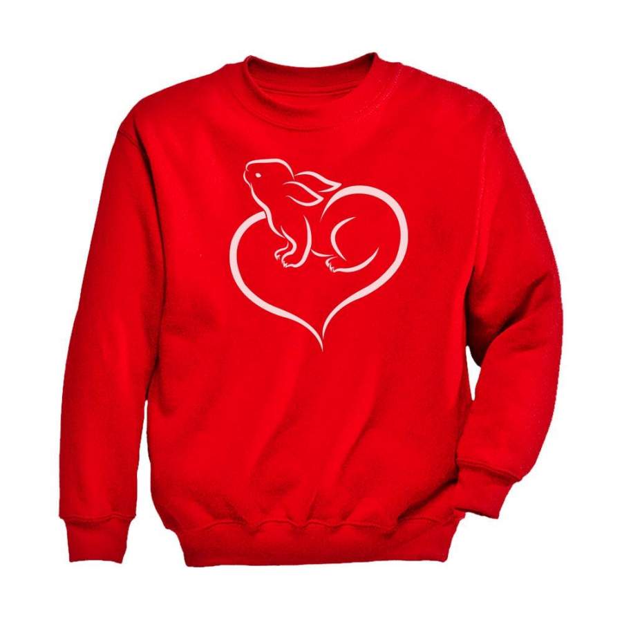 Love Heart Bunny Youth Kids Sweatshirt