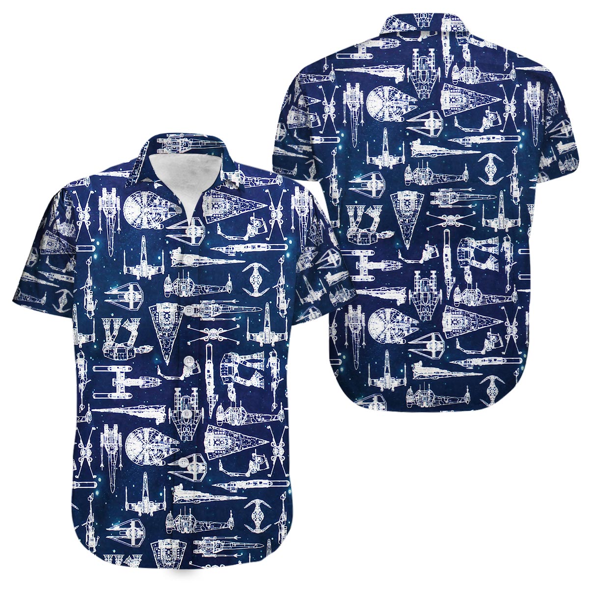 Spaceships Button Shirt, Space Button Shirt, Spaceship Pattern Hawaiian Shirt, Spacecraft Hawaiian Shirt, Space Shuttle Shirt