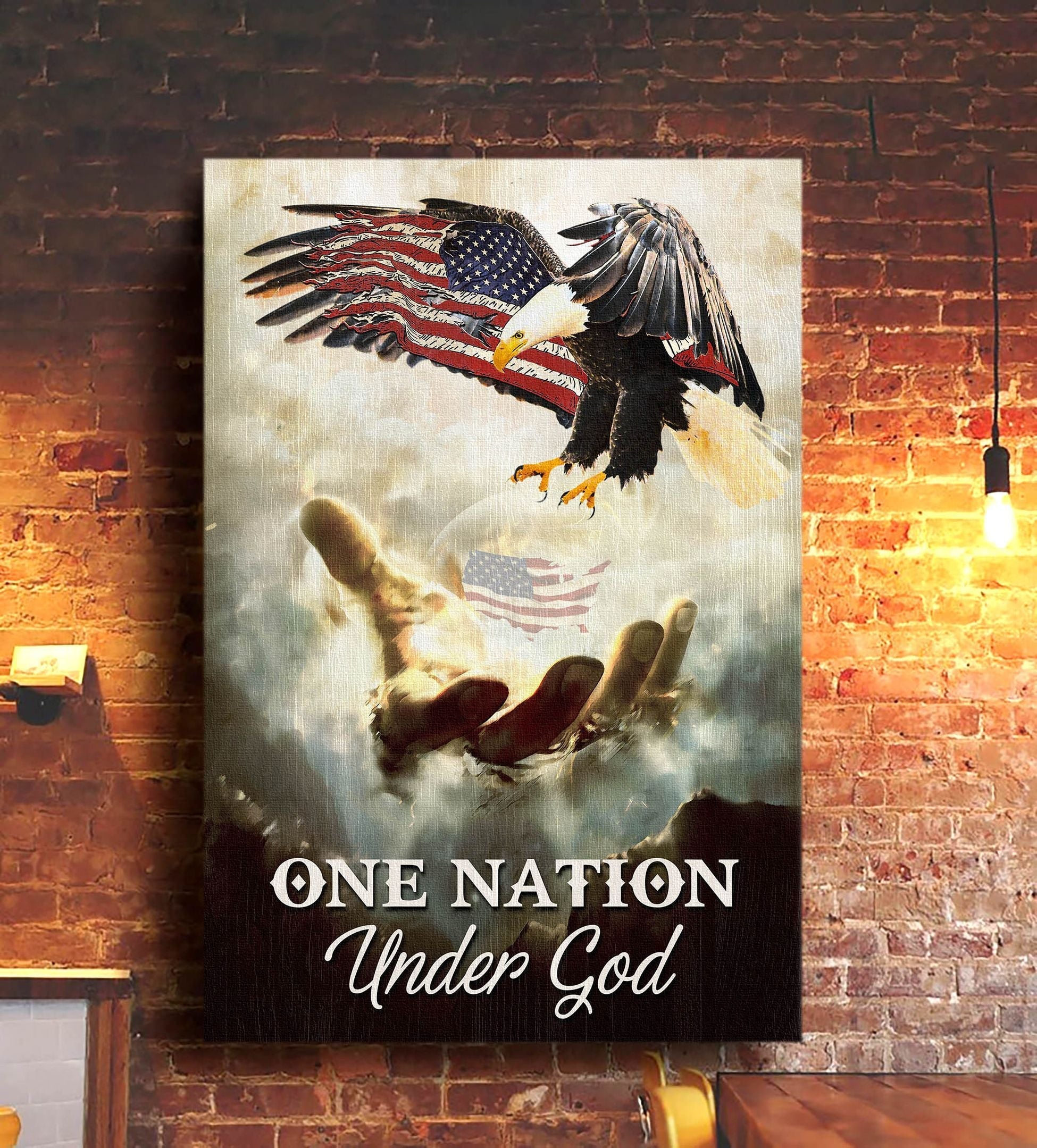 Jesus And Eagle One Nation Under Amazing God Canvas And Poster, Wall ...