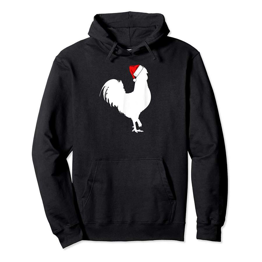 Rooster Santa Hat Merry Christmas Matching Family Pajama Hoodie