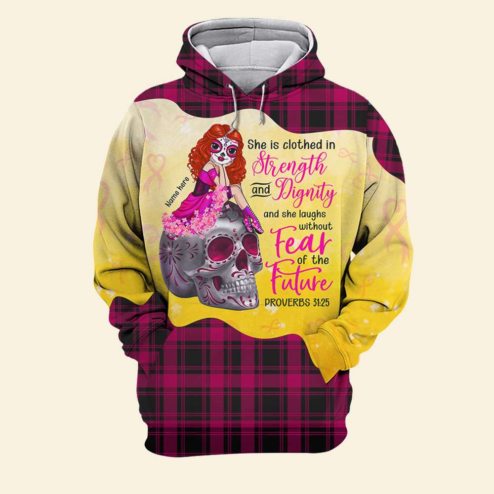 Personalized Gift Ideas For Girl Doll, Breast Cancer Awareness Month, She Is Clothed In Strength And Dignity Custom All Over Print Products