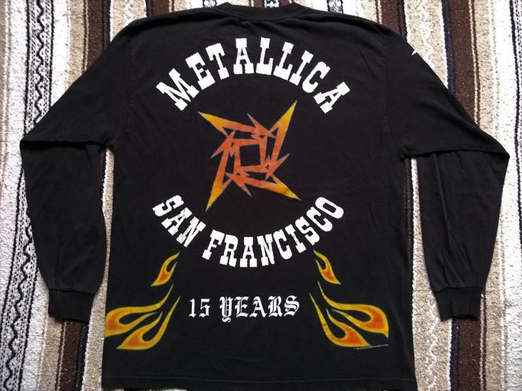 Metallica Vintage Shirt 1996 Flames 15 Years San Francisco La 1981 90S Giant Rock Band Heavy Metal Rare Collect Shirt