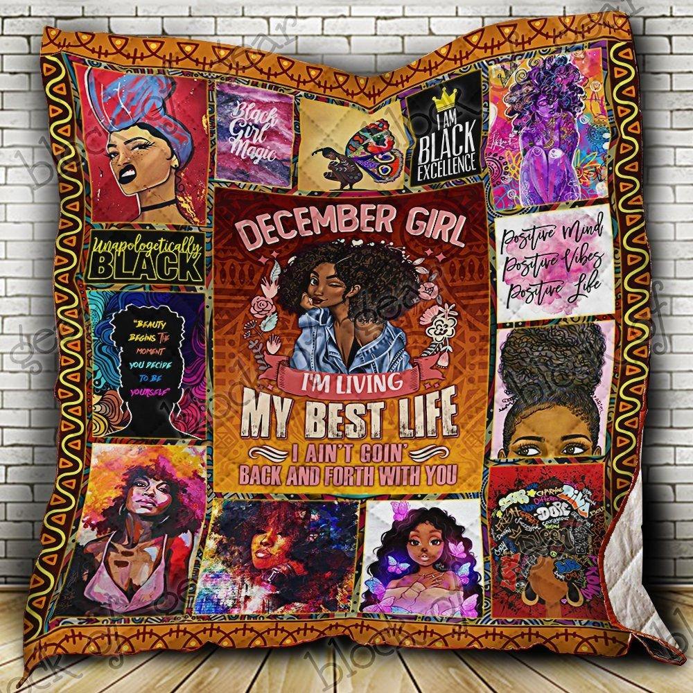 December Black Girl I’M Black Excellence Quilt Blanket Great Customized Gifts For Birthday Christmas Thanksgiving Perfect Gifts For Black Daughter Girlfriend Wife