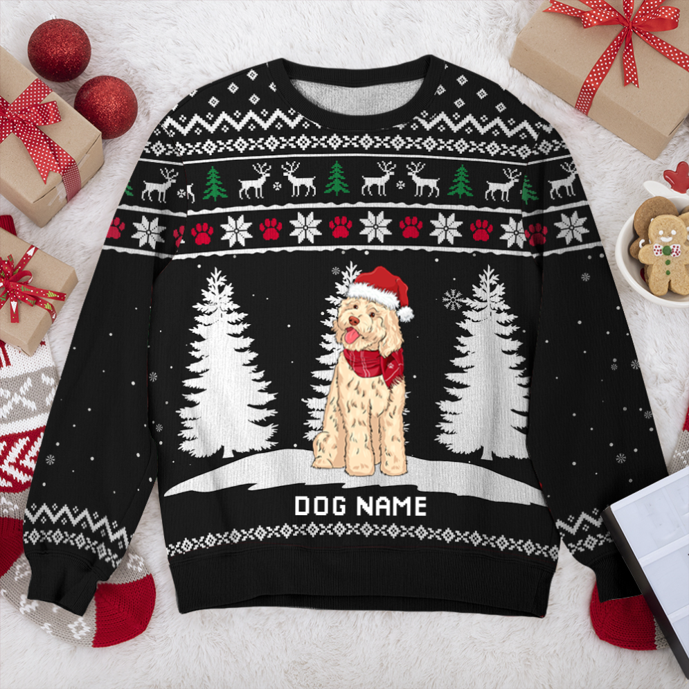 Labradoodle Winter Dog Personalized Sweater, Dog Ugly Christmas Sweater T-Shirt