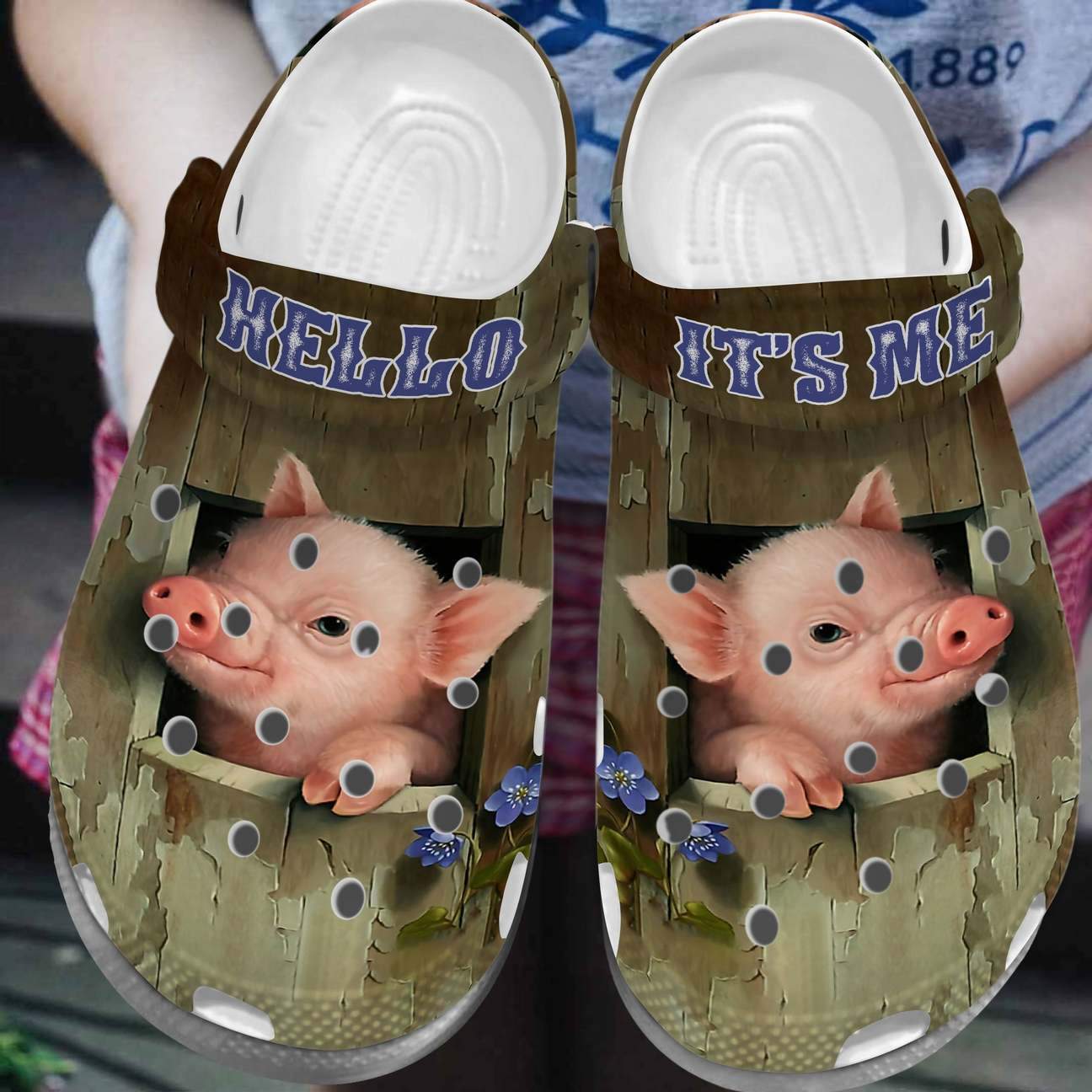 Pig Personalized Clog, Custom Name, Text, Color, Number Fashion Style For Women, Men, Kid, Print 3D Hello, It’S Me