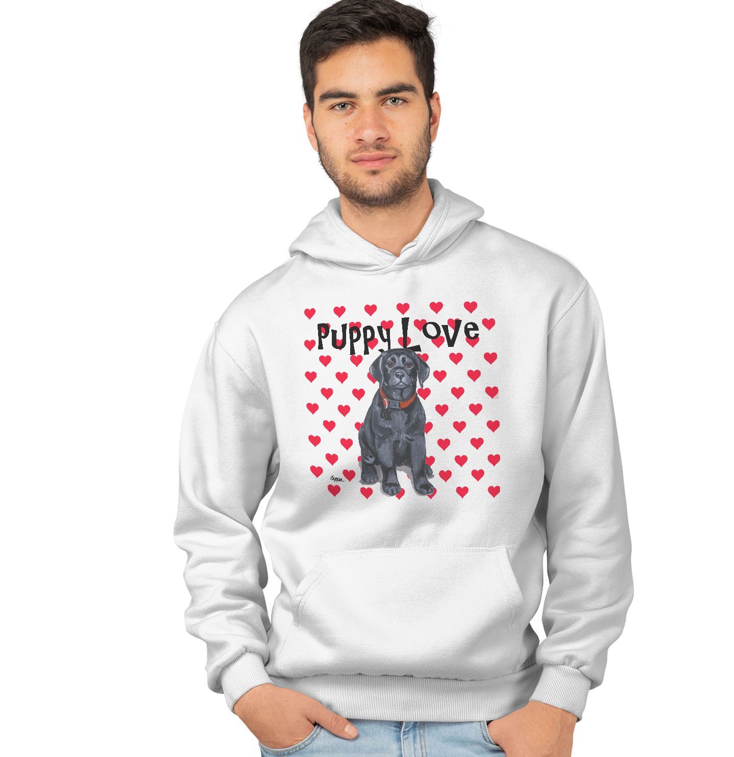 Black Lab Puppy Love – Adult Unisex Hoodie Sweatshirt