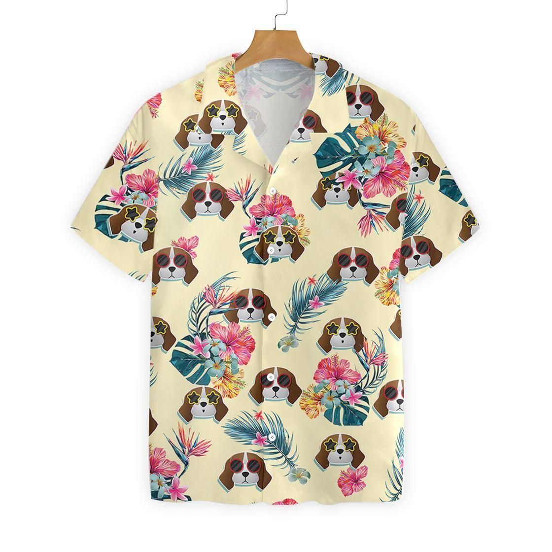 Beagles And Tropical Flowers Seamless 2710 Hawaii Shirt Ha71432