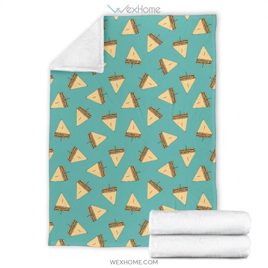 Sandwich Pattern Print Design Blue Premium Blanket