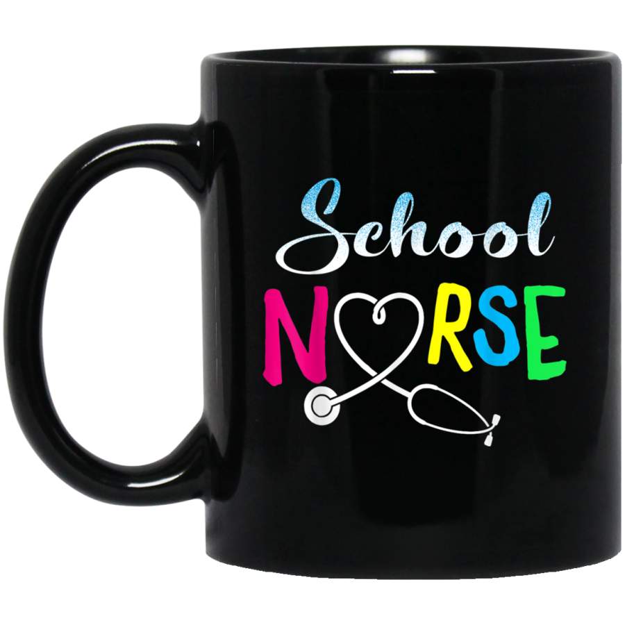 School Nurse Gift Nursing Love Black Mug