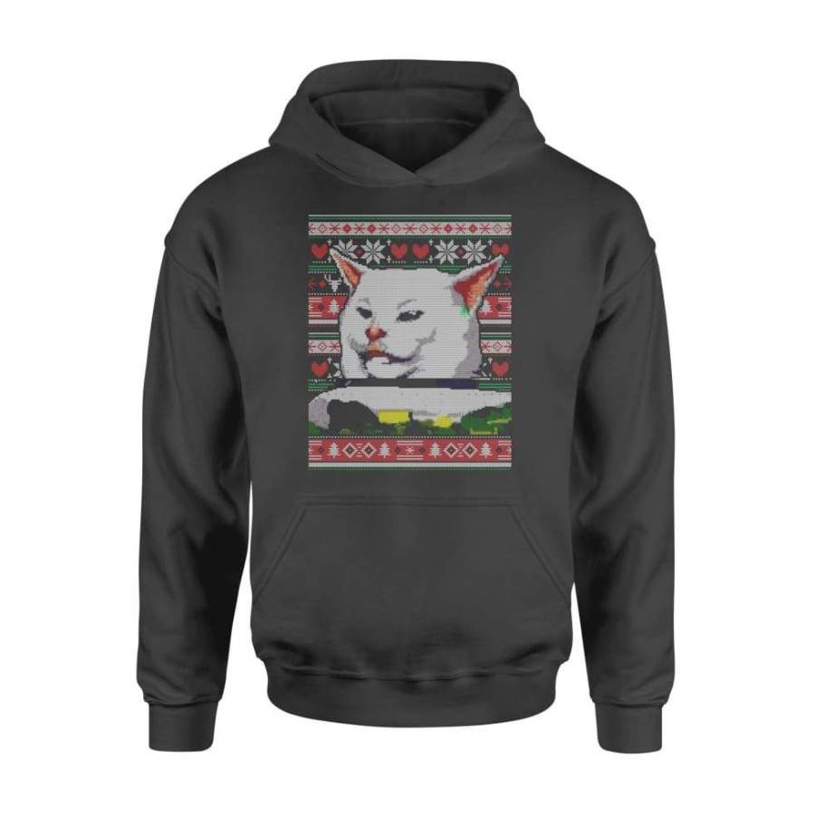 Woman Yelling At A Cat Ugly Christmas Sweater Meme Couples 2 – Standard Hoodie