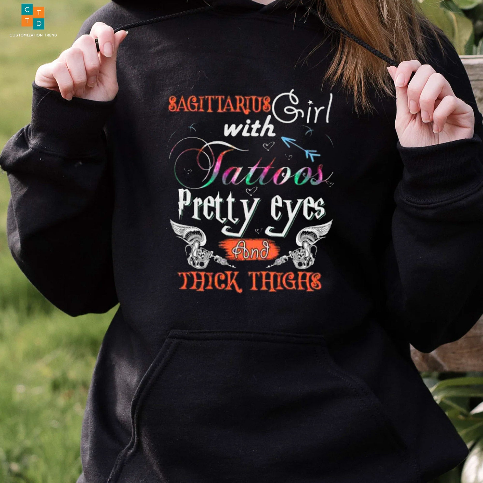 Sagittarius Girls With Tattoos Pretty Eyes And Thick Thighs Hoodie, Shirt