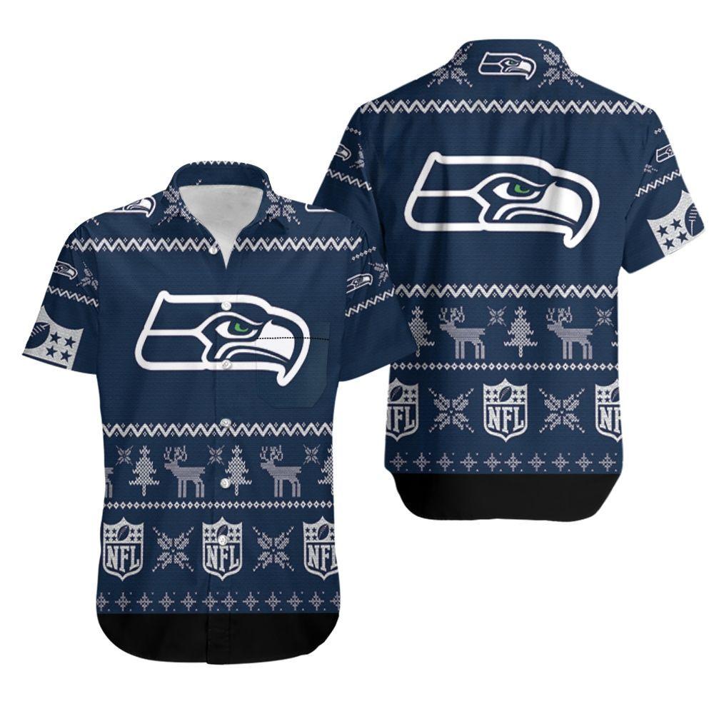 Beach Shirt Seattle Seahawks Ugly Christmas 3D Printed Sweatshirt Ugly Hawaiian Shirt