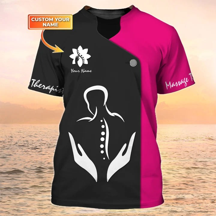 Coolspod Massage Therapist Personalized Shirt Massage Therapy Uniform Black Pink