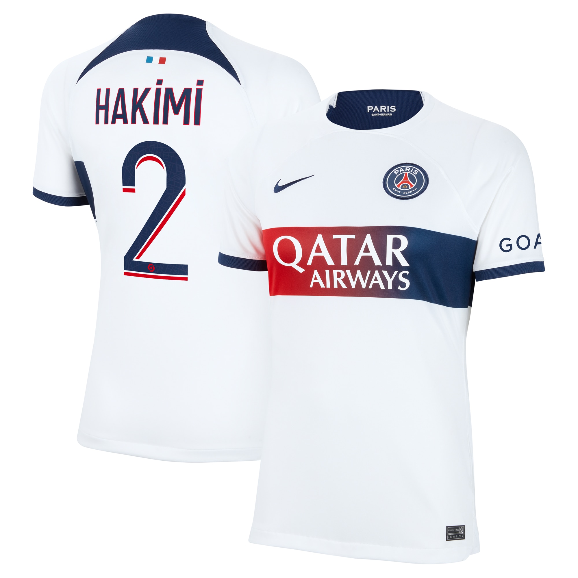 Achraf Hakimi Paris Saint-Germain Women's 2023/24 Away Stadium Replica Player Jersey – White