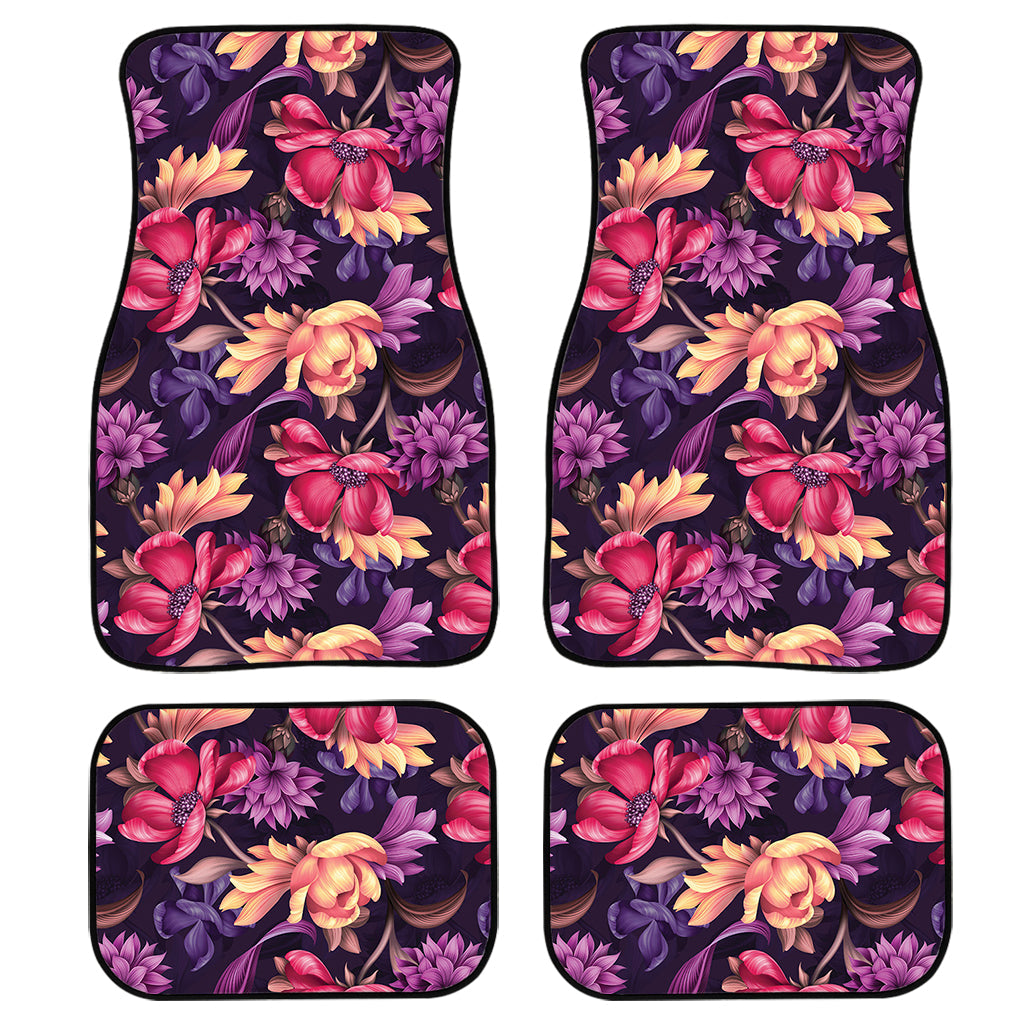 Wild Flower Print Front And Back Car Floor Mats, Front Car Mat